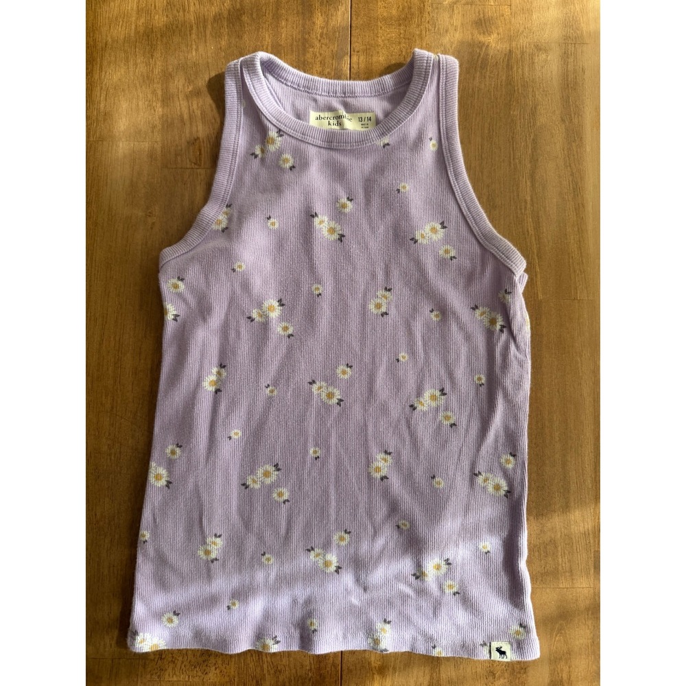Abercrombie Kids Girls Lavender Daisy Ribbed Racerback Tank Top 13/14